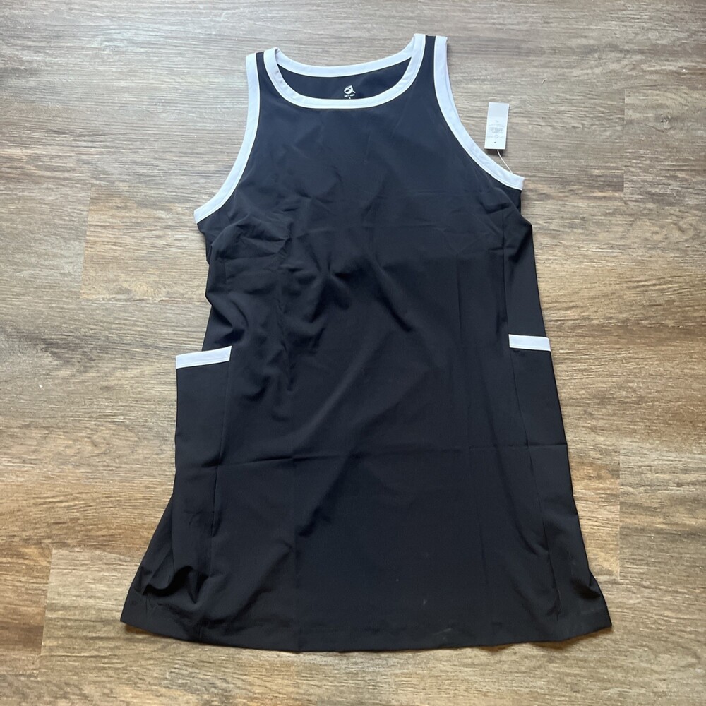 Lou & Grey Tipped Wanderweave Mini Pocket Dress XL NWT Black White!